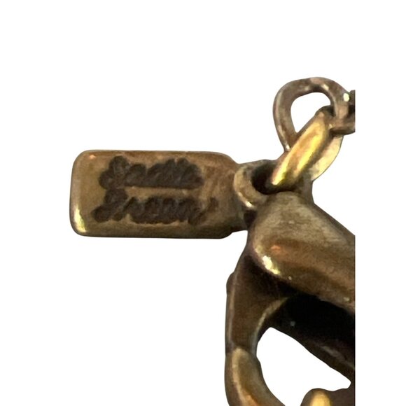 Vintage Gold Tone Sadie Turquoise Crystal Necklace Art Nouveau Pendant 19" - Picture 4 of 4